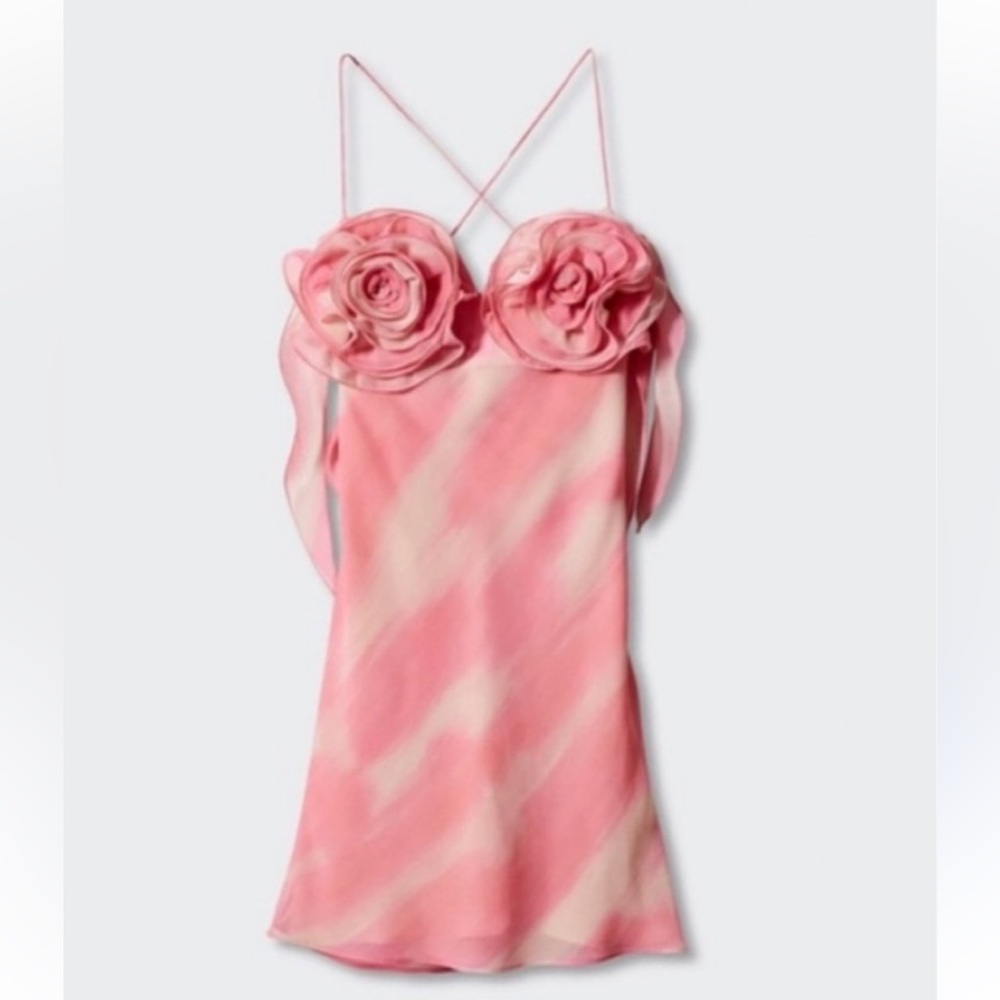 Mango Pink Ruched Strapless Sheath Cocktail Dress